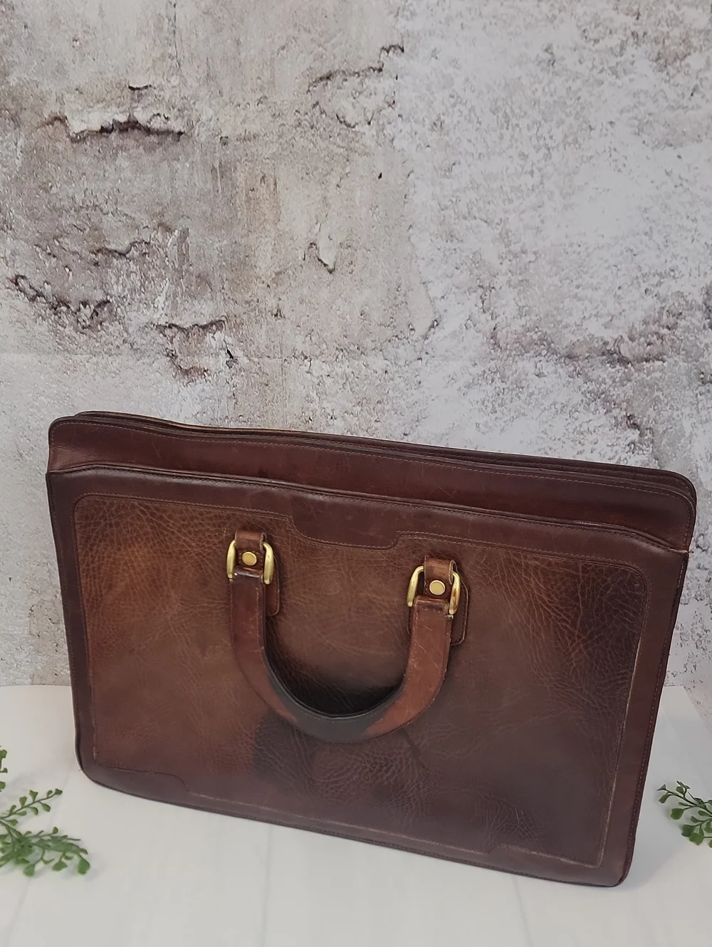 Cole Haan Leather Briefcase Vintage Cognac Brown Bag